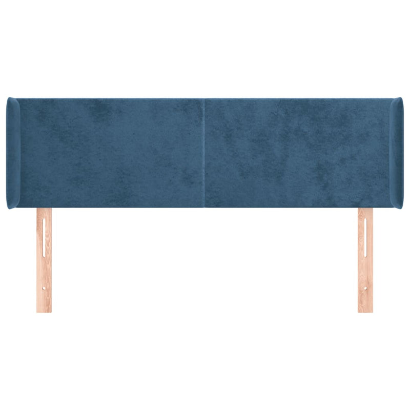 vidaXL sötétkék bársony fejtámla szárnyakkal 147x16x78/88 cm