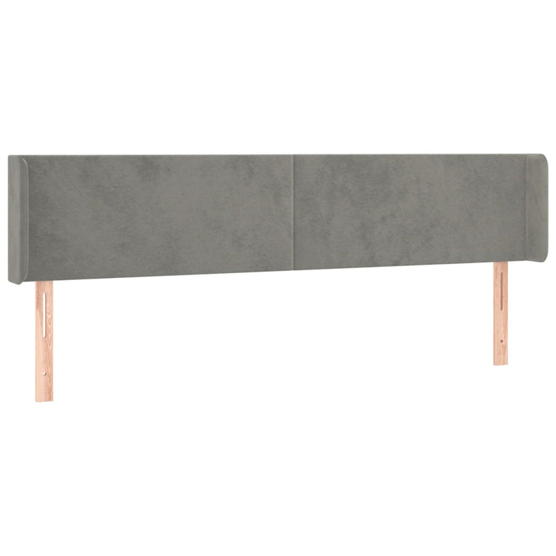 vidaXL világosszürke bársony szárnyas fejtámla 163x16x78/88 cm