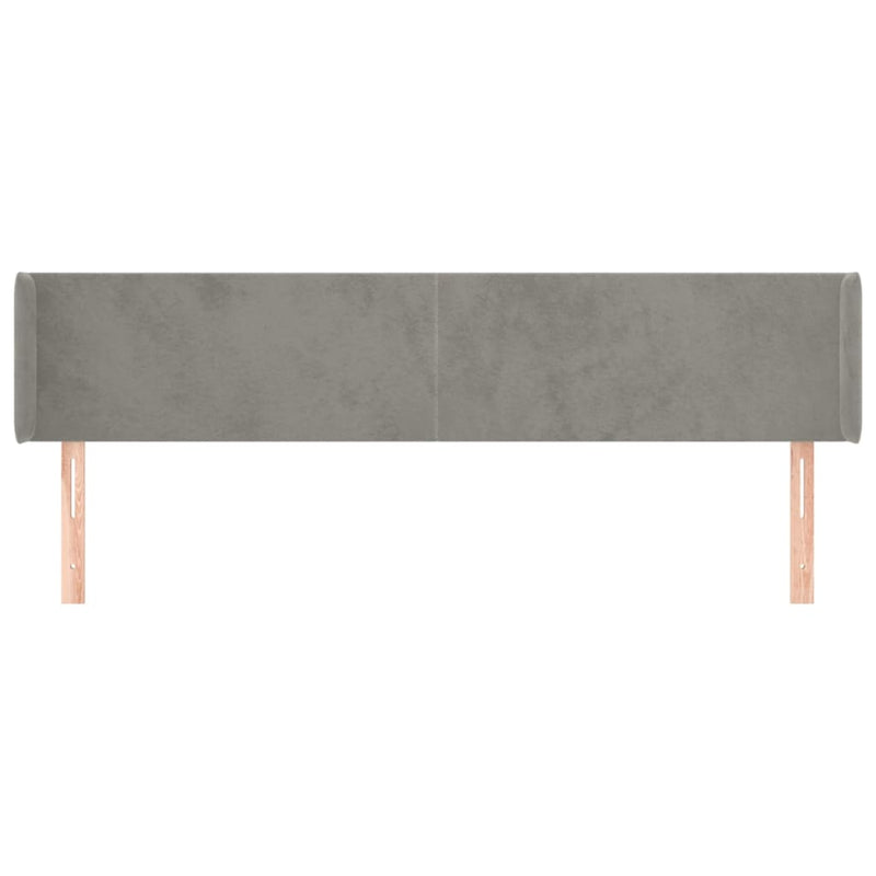 vidaXL világosszürke bársony szárnyas fejtámla 163x16x78/88 cm