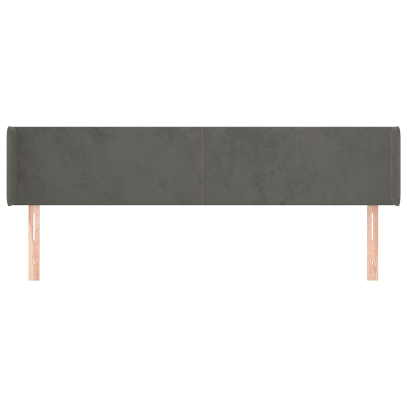 vidaXL sötétszürke bársony szárnyas fejtámla 163x16x78/88 cm