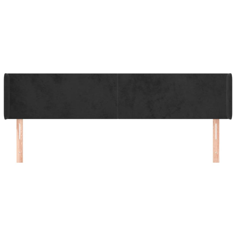 vidaXL fekete bársony szárnyas fejtámla 163x16x78/88 cm