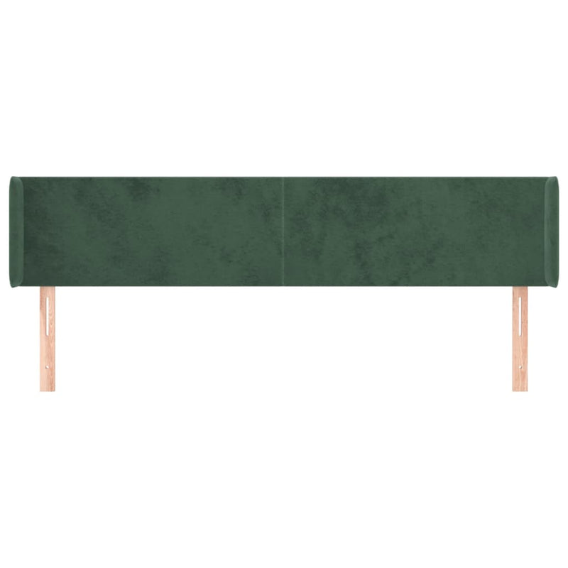 vidaXL sötétzöld bársony szárnyas fejtámla 163x16x78/88 cm