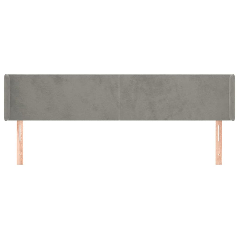 vidaXL világosszürke bársony szárnyas fejtámla 183x16x78/88 cm