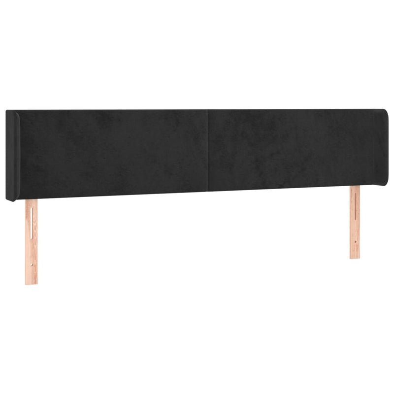 vidaXL fekete bársony szárnyas fejtámla 183x16x78/88 cm