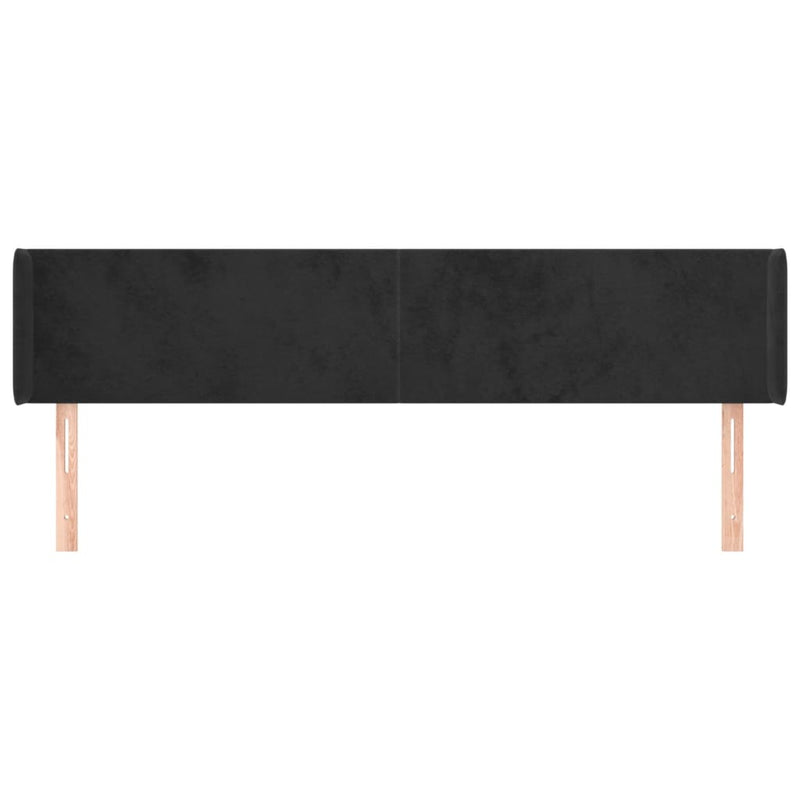 vidaXL fekete bársony szárnyas fejtámla 183x16x78/88 cm