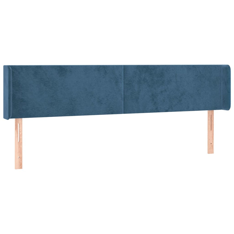 vidaXL sötétkék bársony szárnyas fejtámla 183x16x78/88 cm