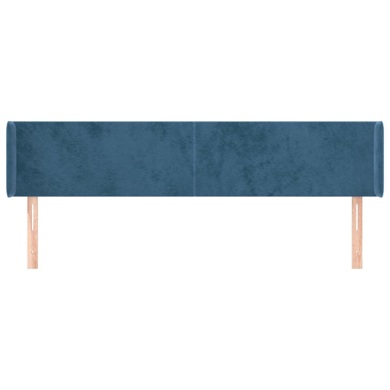 vidaXL sötétkék bársony szárnyas fejtámla 183x16x78/88 cm