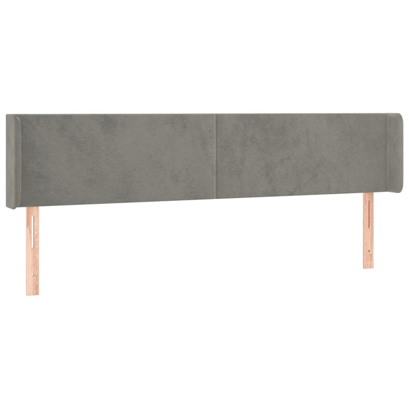 vidaXL világosszürke bársony szárnyas fejtámla 203x16x78/88 cm