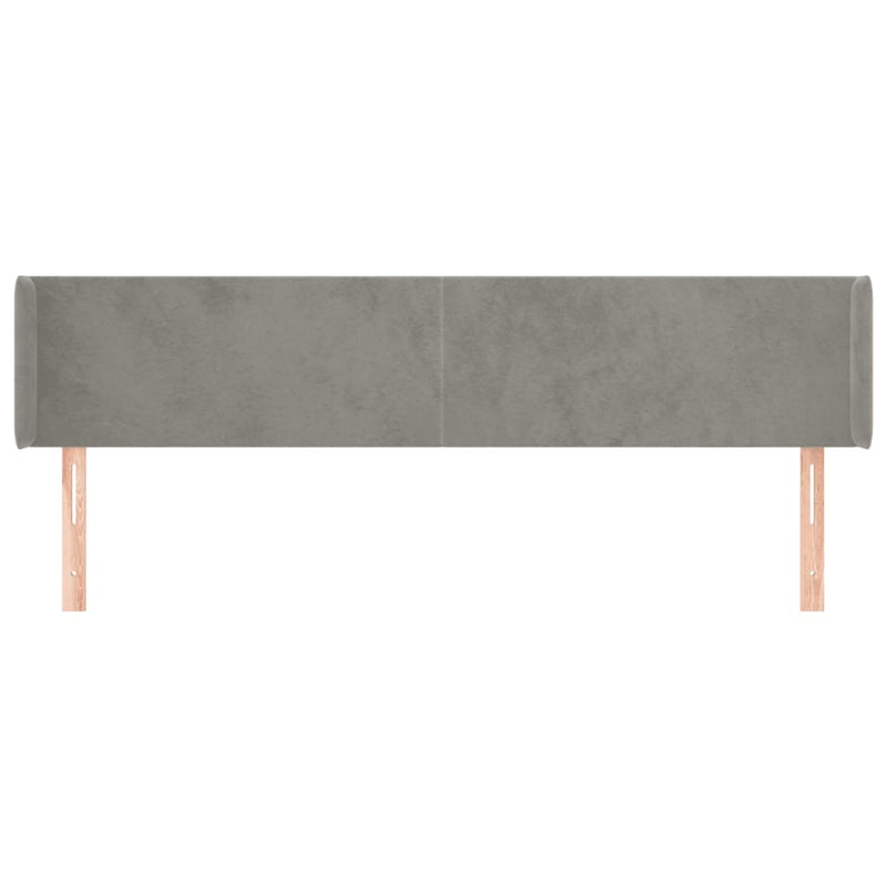 vidaXL világosszürke bársony szárnyas fejtámla 203x16x78/88 cm
