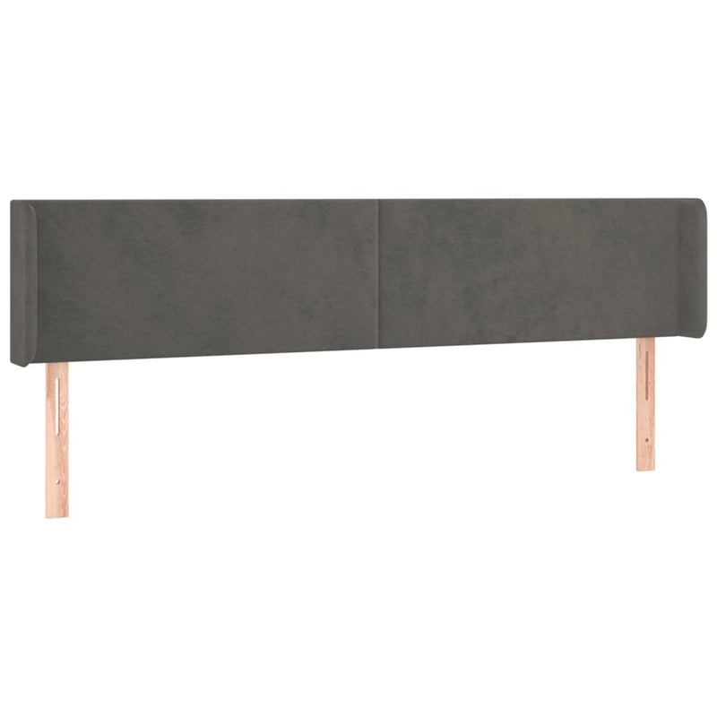 vidaXL sötétszürke bársony szárnyas fejtámla 203x16x78/88 cm