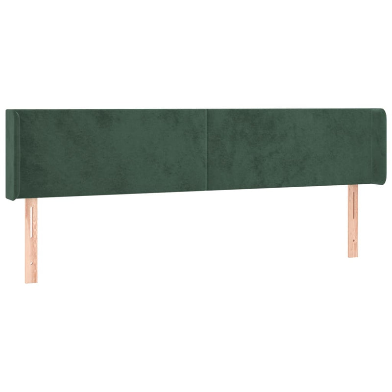 vidaXL sötétzöld bársony szárnyas fejtámla 203x16x78/88 cm