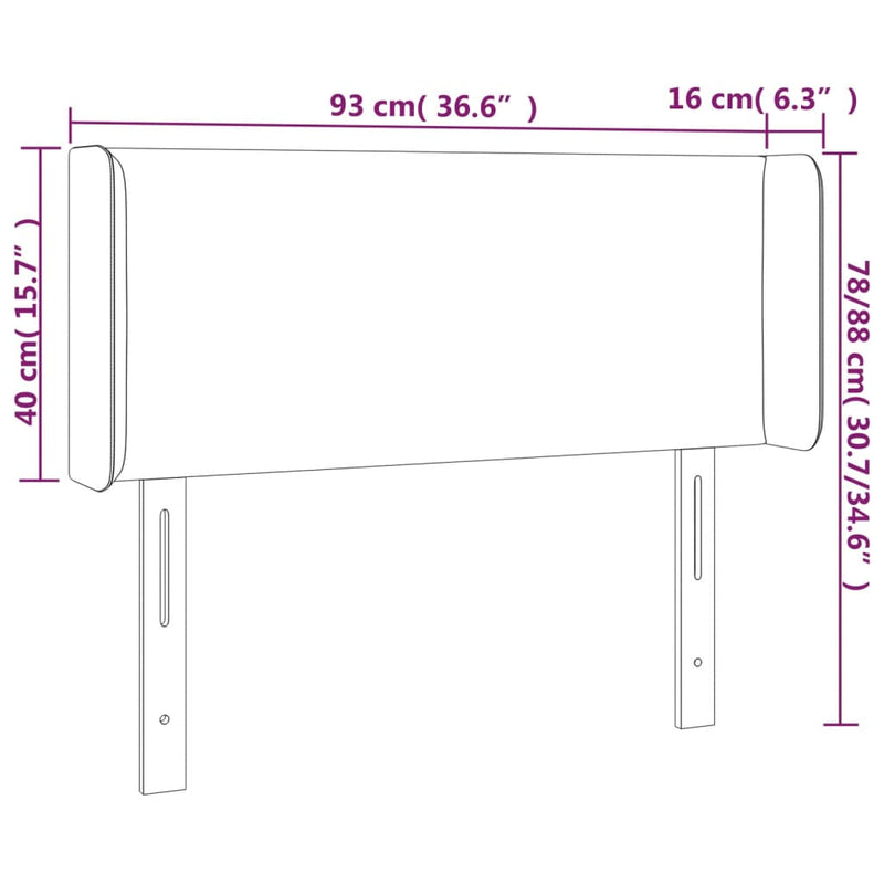vidaXL fekete műbőr szárnyas fejtámla 93x16x78/88 cm