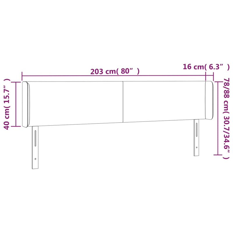 vidaXL krémszínű műbőr szárnyas fejtámla 203x16x78/88 cm