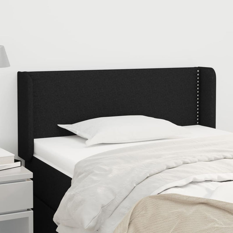 vidaXL fekete szövet fejtámla szárnyakkal 83x16x78/88 cm