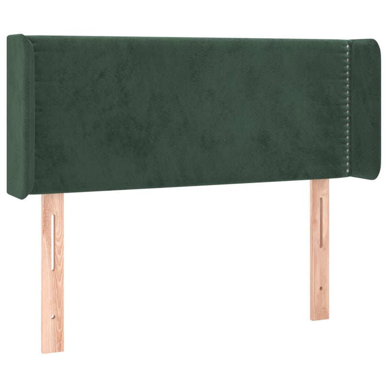 vidaXL sötétzöld bársony fejtámla szárnyakkal 93x16x78/88 cm