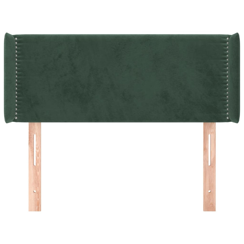 vidaXL sötétzöld bársony fejtámla szárnyakkal 93x16x78/88 cm