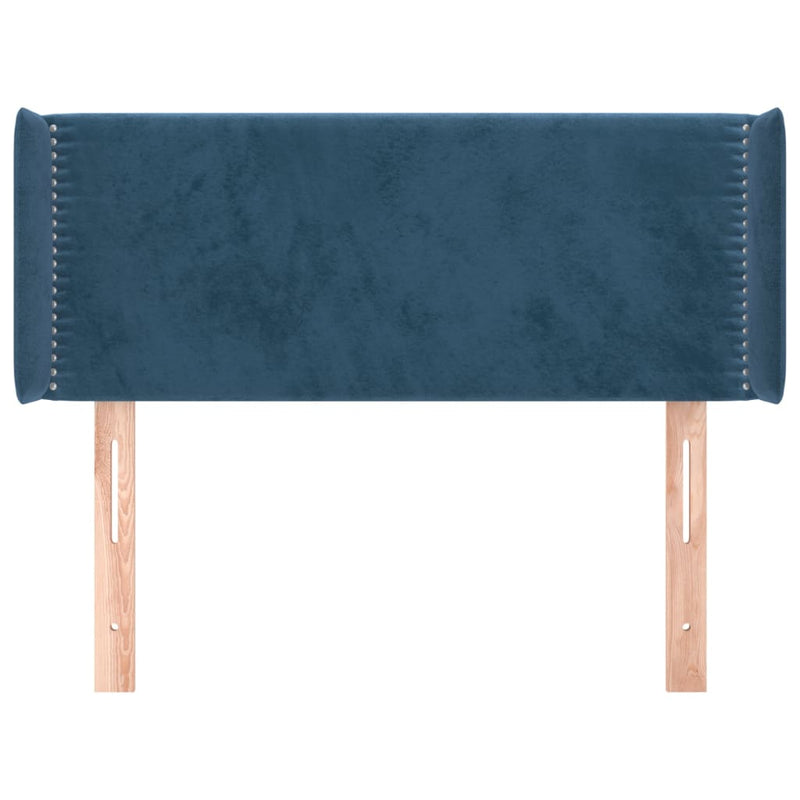 vidaXL sötétkék bársony fejtámla szárnyakkal 103x16x78/88 cm