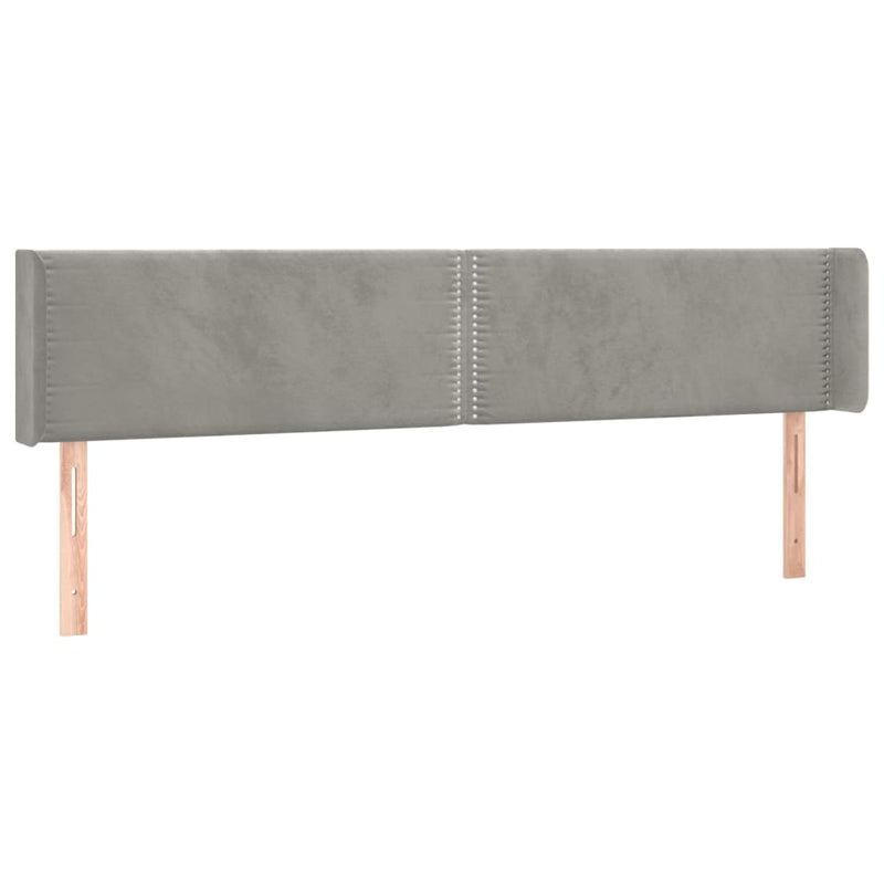 vidaXL világosszürke bársony szárnyas fejtámla 163x16x78/88 cm
