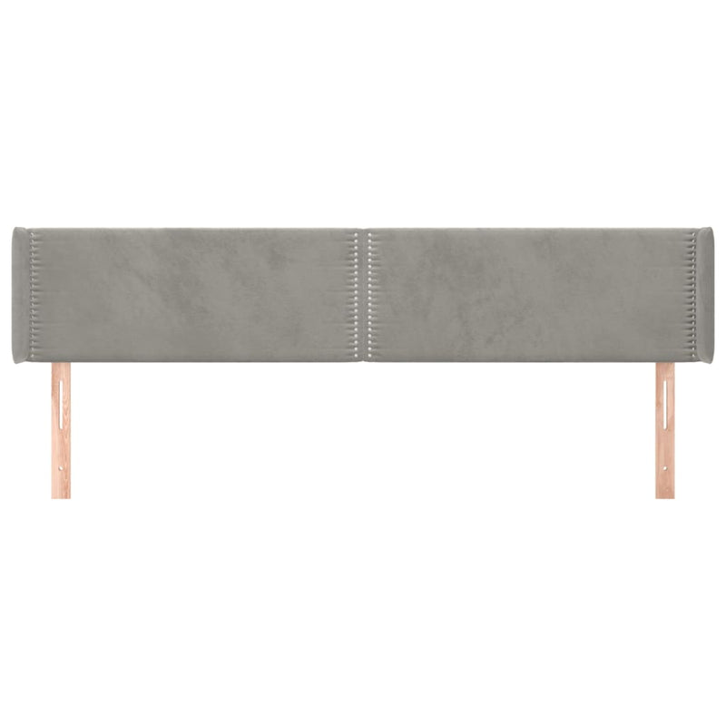 vidaXL világosszürke bársony szárnyas fejtámla 163x16x78/88 cm