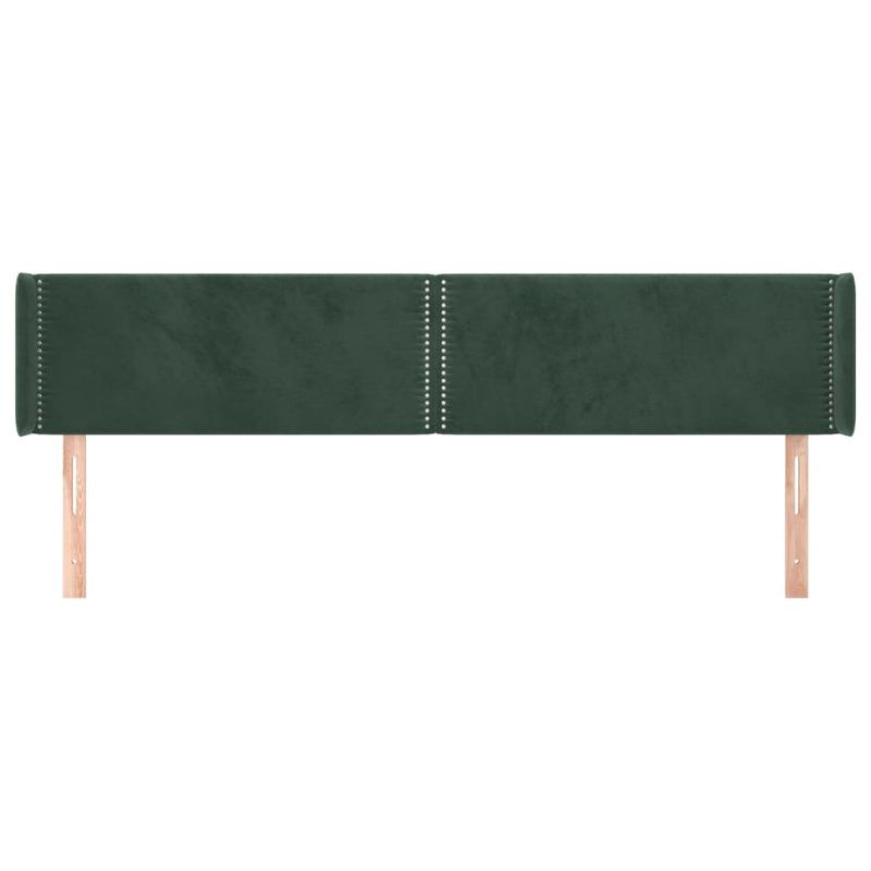 vidaXL sötétzöld bársony szárnyas fejtámla 163x16x78/88 cm