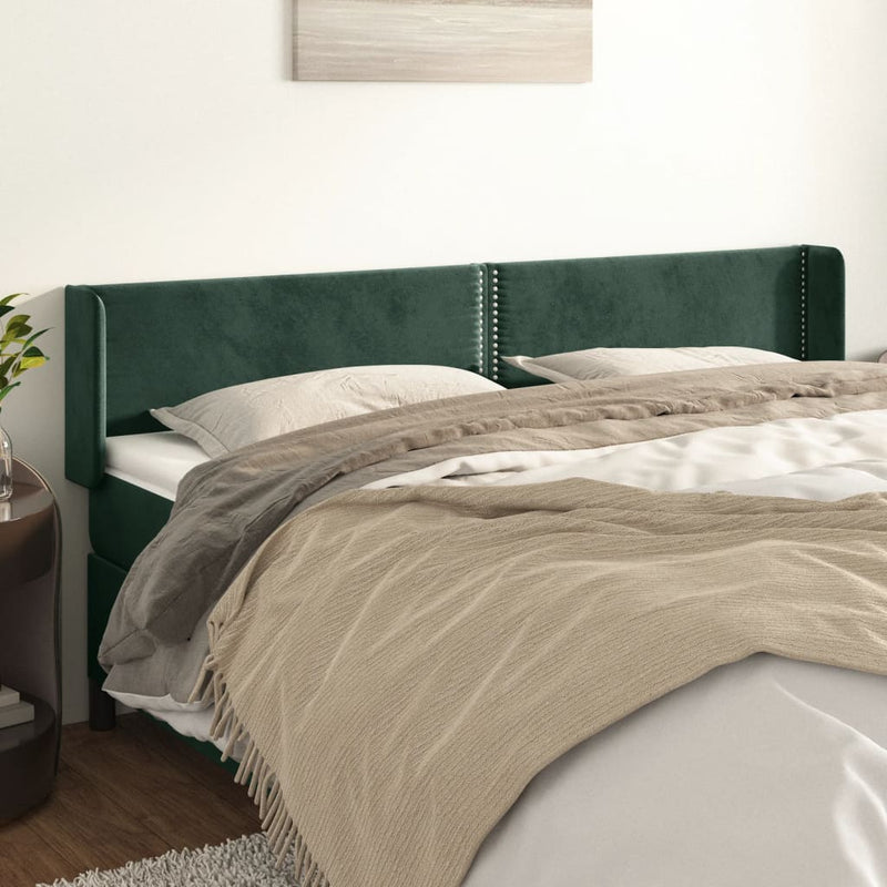 vidaXL sötétzöld bársony szárnyas fejtámla 163x16x78/88 cm