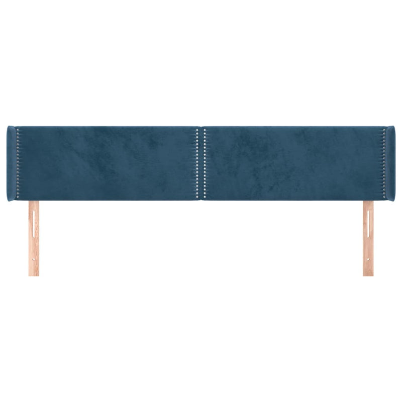 vidaXL sötétkék bársony szárnyas fejtámla 163x16x78/88 cm