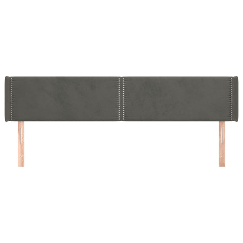 vidaXL sötétszürke bársony szárnyas fejtámla 183x16x78/88 cm