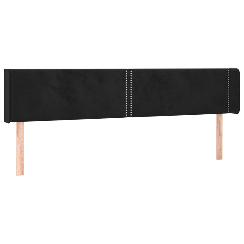 vidaXL fekete bársony szárnyas fejtámla 183x16x78/88 cm