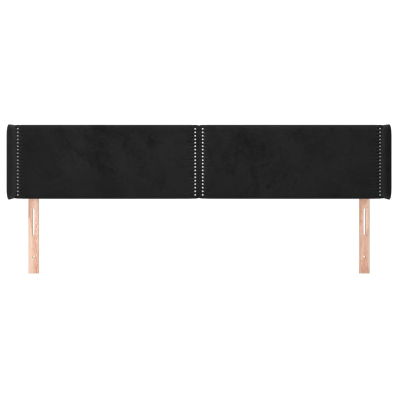 vidaXL fekete bársony szárnyas fejtámla 183x16x78/88 cm