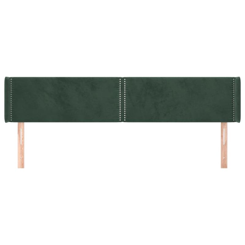 vidaXL sötétzöld bársony szárnyas fejtámla 183x16x78/88 cm