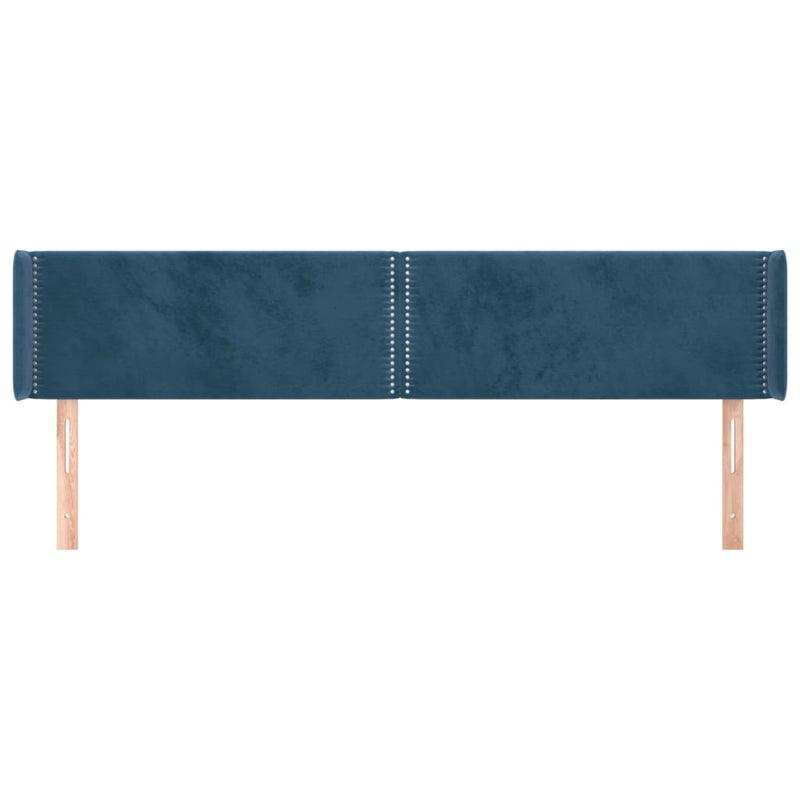 vidaXL sötétkék bársony szárnyas fejtámla 183x16x78/88 cm