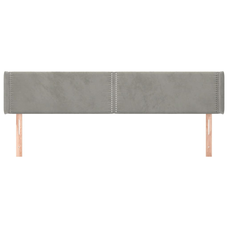 vidaXL világosszürke bársony szárnyas fejtámla 203x16x78/88 cm
