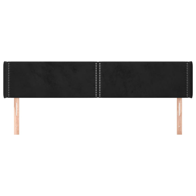 vidaXL fekete bársony szárnyas fejtámla 203x16x78/88 cm