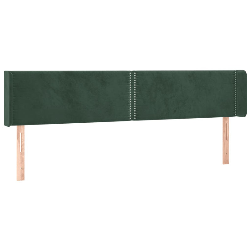 vidaXL sötétzöld bársony szárnyas fejtámla 203x16x78/88 cm