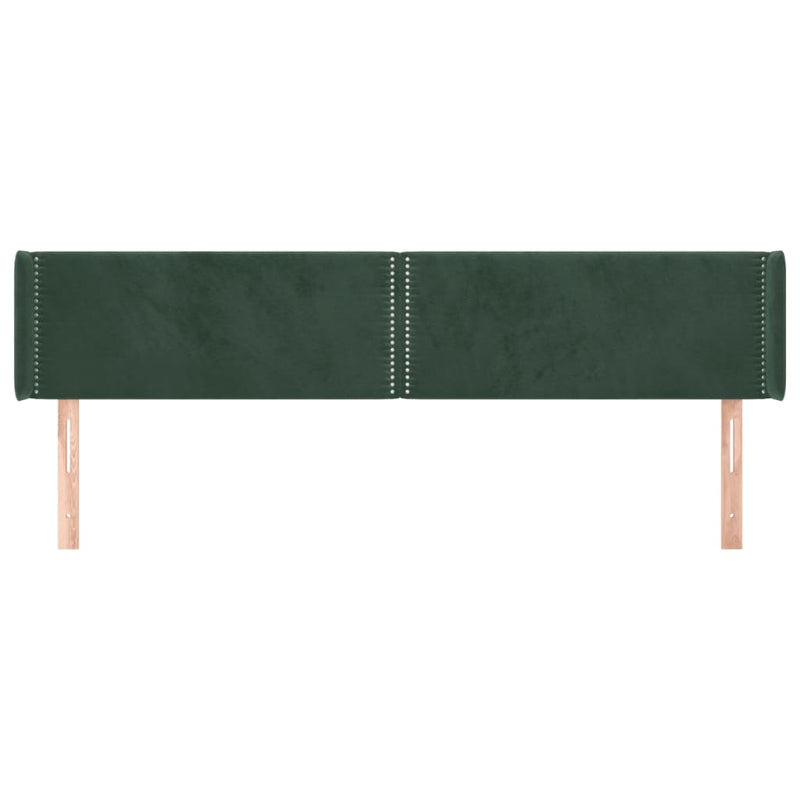 vidaXL sötétzöld bársony szárnyas fejtámla 203x16x78/88 cm