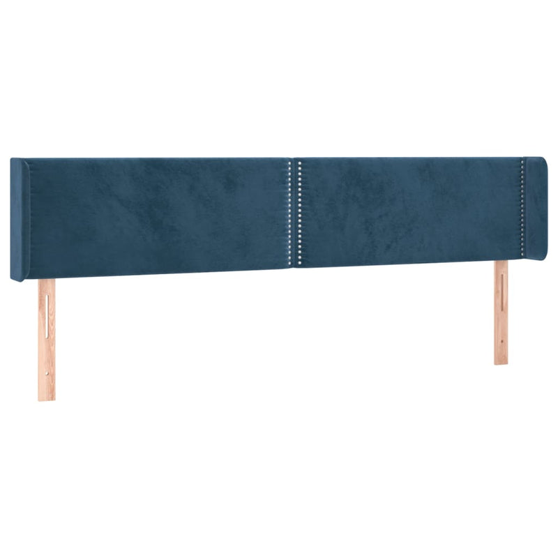 vidaXL sötétkék bársony szárnyas fejtámla 203x16x78/88 cm