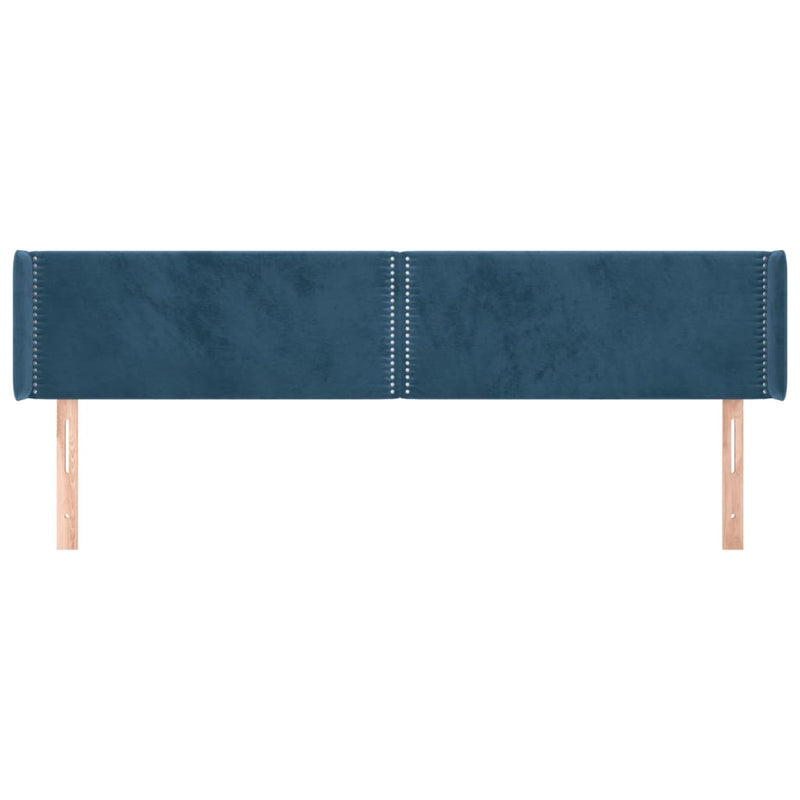 vidaXL sötétkék bársony szárnyas fejtámla 203x16x78/88 cm