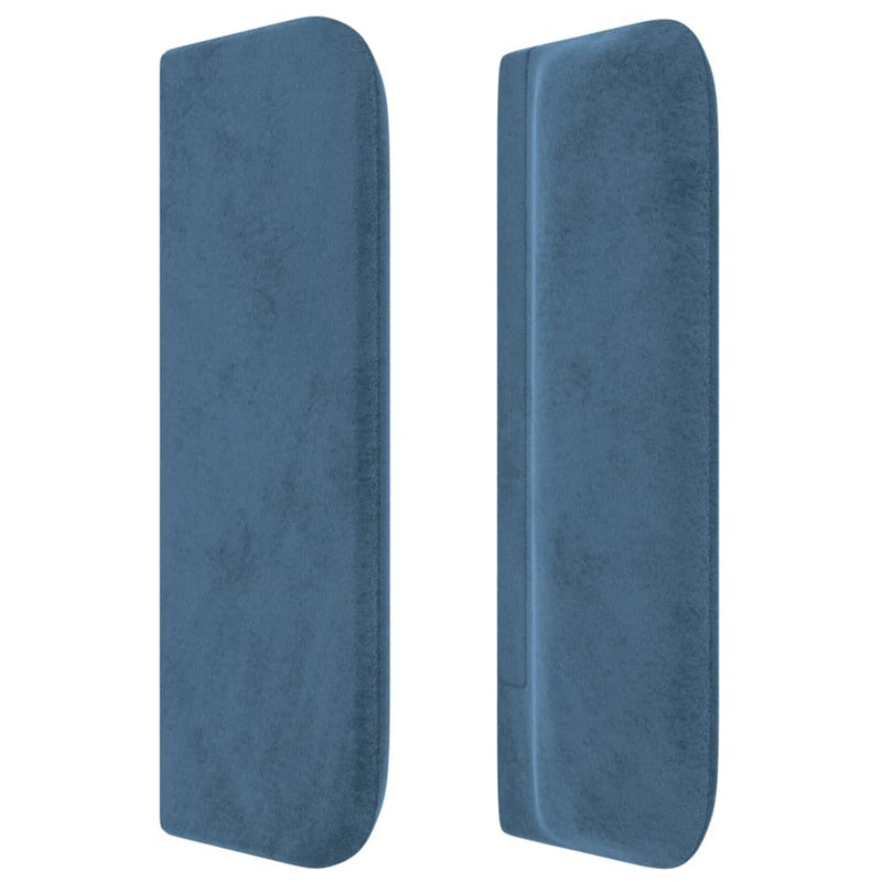 vidaXL sötétkék bársony szárnyas fejtámla 203x16x78/88 cm