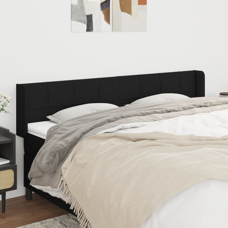 vidaXL fekete szövet fejtámla szárnyakkal 203x16x78/88 cm