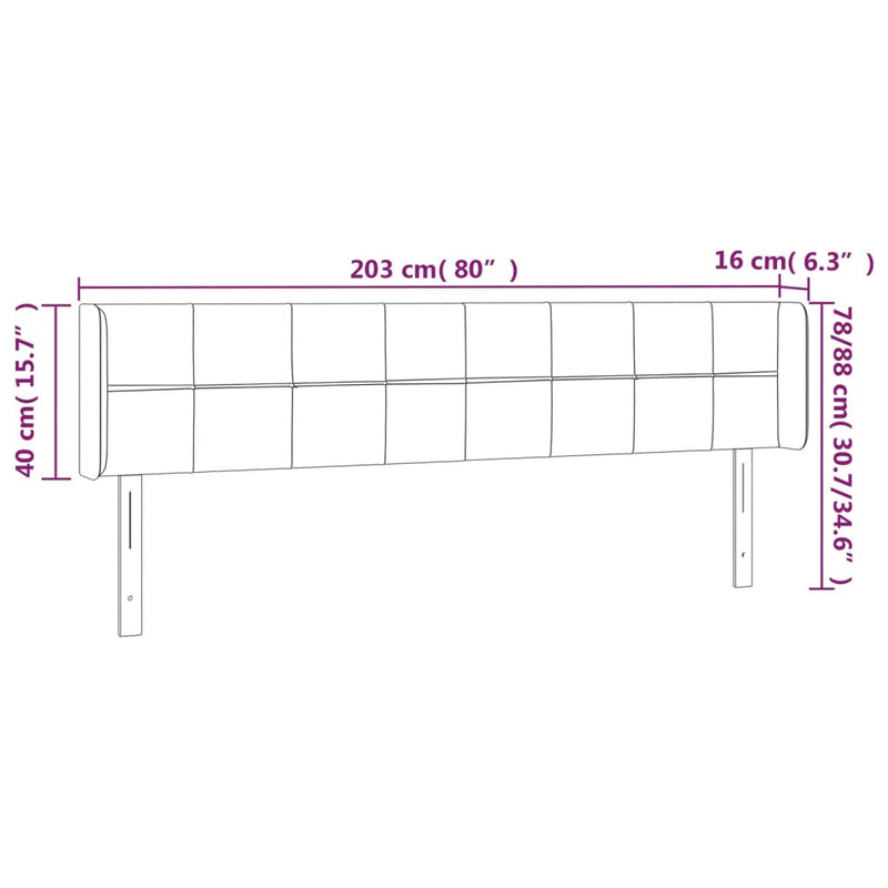vidaXL sötétbarna szövet fejtámla 203x16x78/88 cm
