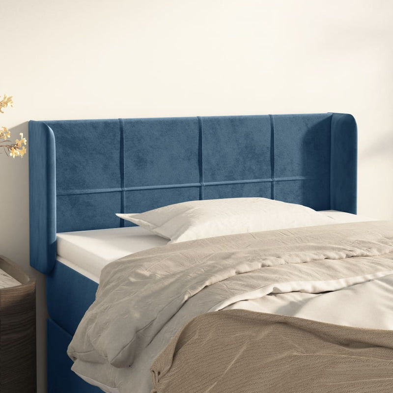 vidaXL sötétkék bársony fejtámla 83x16x78/88 cm