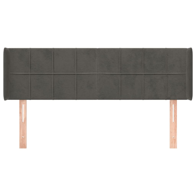 vidaXL sötétszürke bársony fejtámla szárnyakkal 147x16x78/88 cm