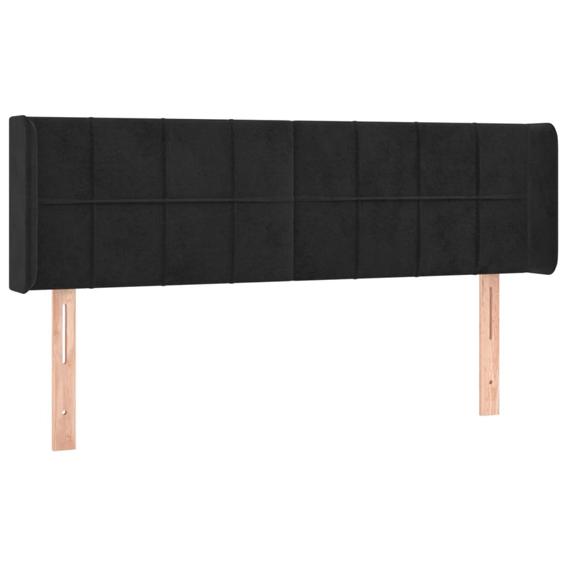 vidaXL fekete bársony fejtámla szárnyakkal 147x16x78/88 cm
