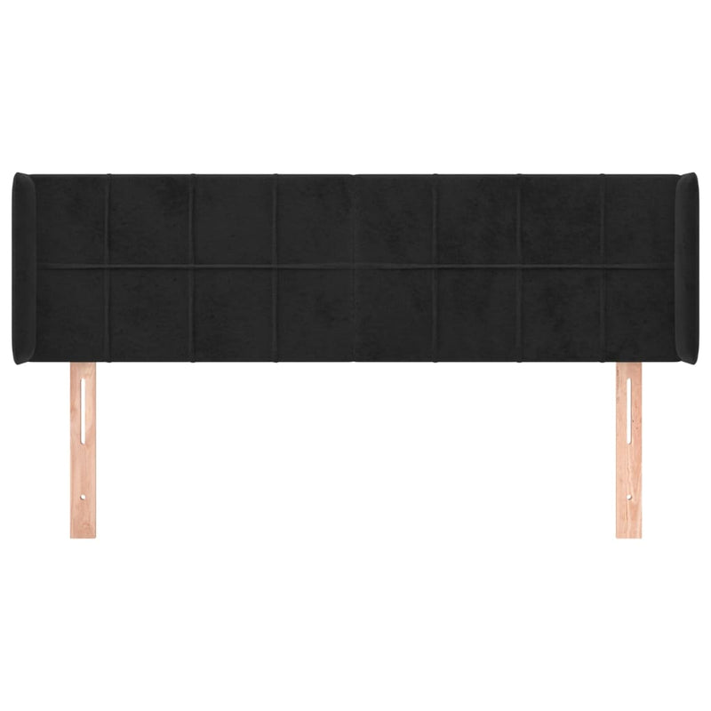 vidaXL fekete bársony fejtámla szárnyakkal 147x16x78/88 cm