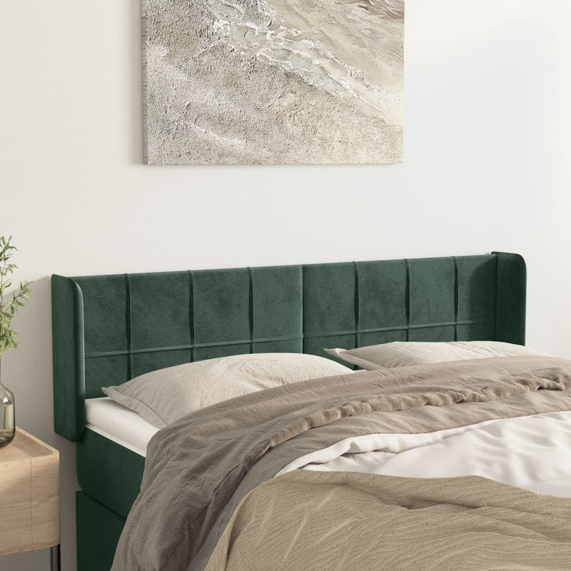 vidaXL sötétzöld bársony fejtámla 147x16x78/88 cm