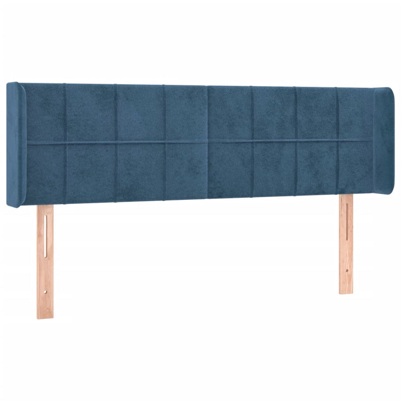 vidaXL sötétkék bársony fejtámla 147x16x78/88 cm