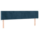 vidaXL sötétkék bársony szárnyas fejtámla 163x16x78/88 cm