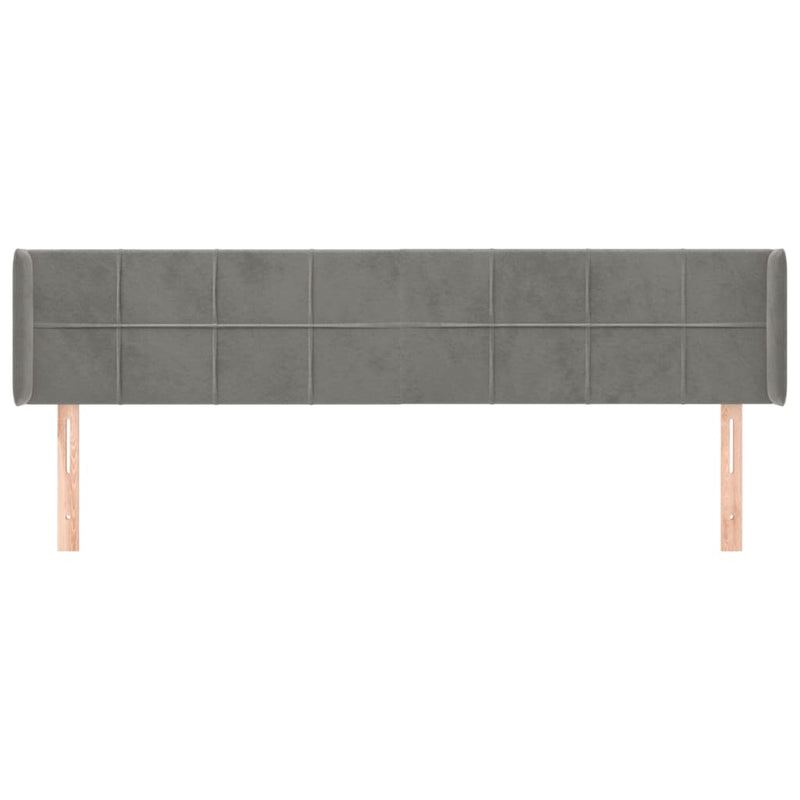 vidaXL világosszürke bársony szárnyas fejtámla 183x16x78/88 cm