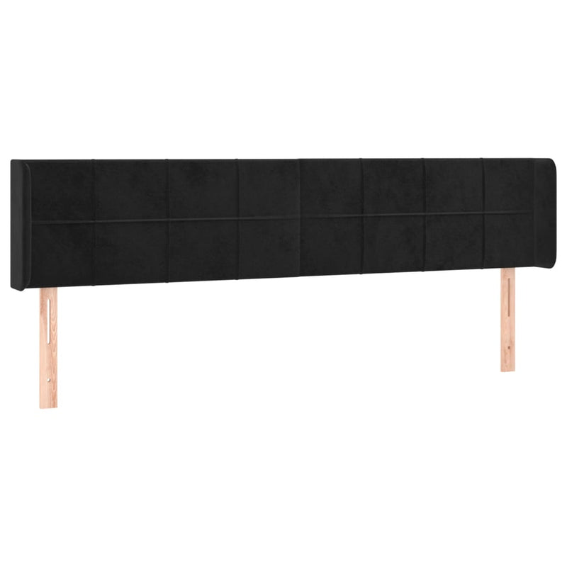 vidaXL fekete bársony szárnyas fejtámla 183x16x78/88 cm