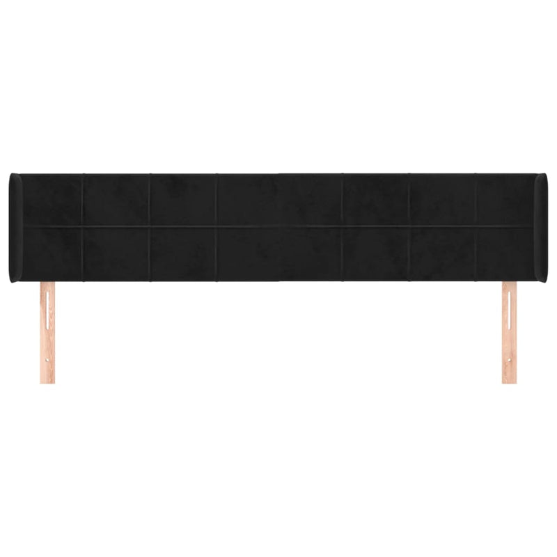 vidaXL fekete bársony szárnyas fejtámla 183x16x78/88 cm